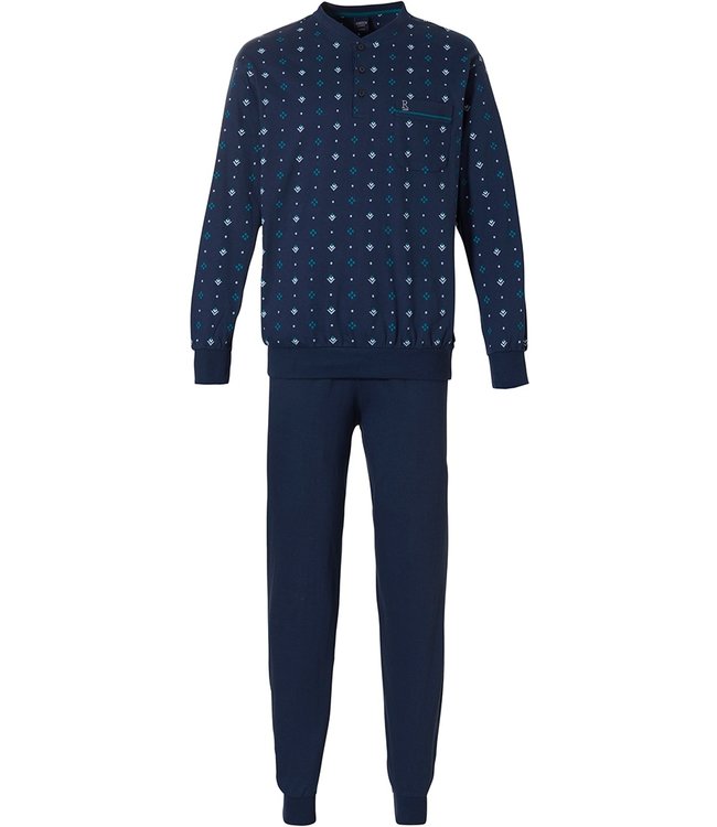Robson blue cotton pyjama with buttons 'groovy pattern'