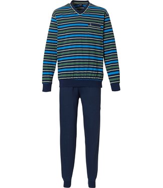 Robson katoenen herenpyjama met V-hals 'bold sporty stripes'