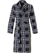 grey fleece wrap-over morningown with belt 'sporty checks'