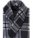 grey fleece wrap-over morningown with belt 'sporty checks'