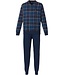 Robson dark blue long sleeve cotton 'v' neck pyjama set 'block of checks'