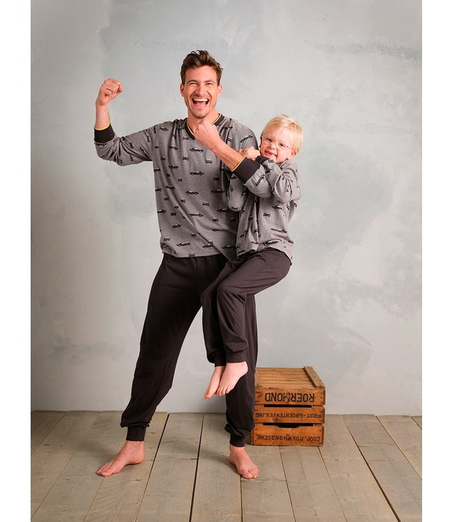 boys cotton pyjama set with cuffs 'cool car'