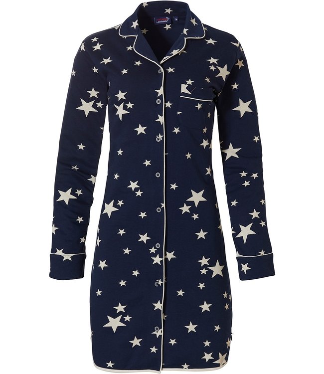 Rebelle full button cotton french terry nightdress 'trendy nightsky stars ★'
