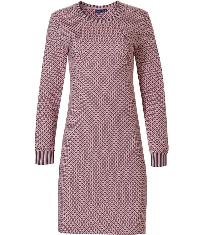 long sleeve cotton-modal nightdress 'diamonds & smart stripes'
