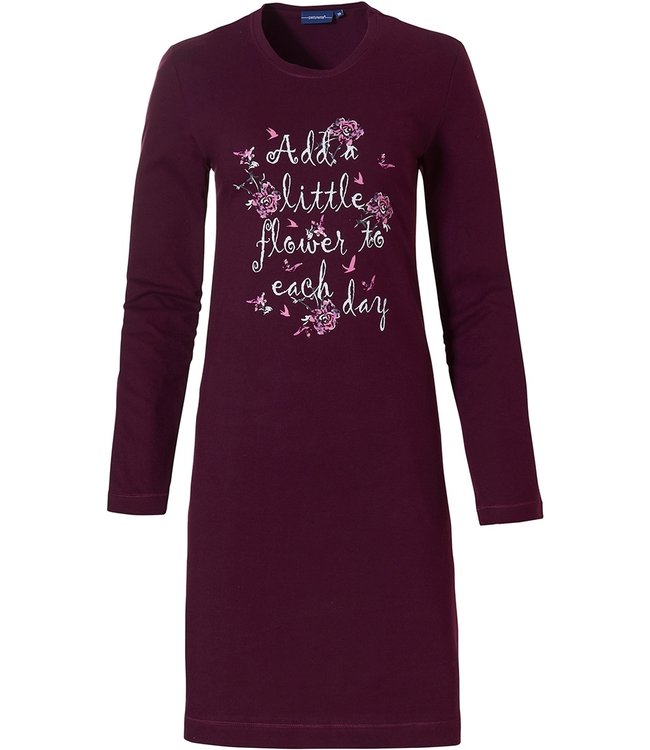 ladies dark red cotton nightdress 'beautiful flowers'