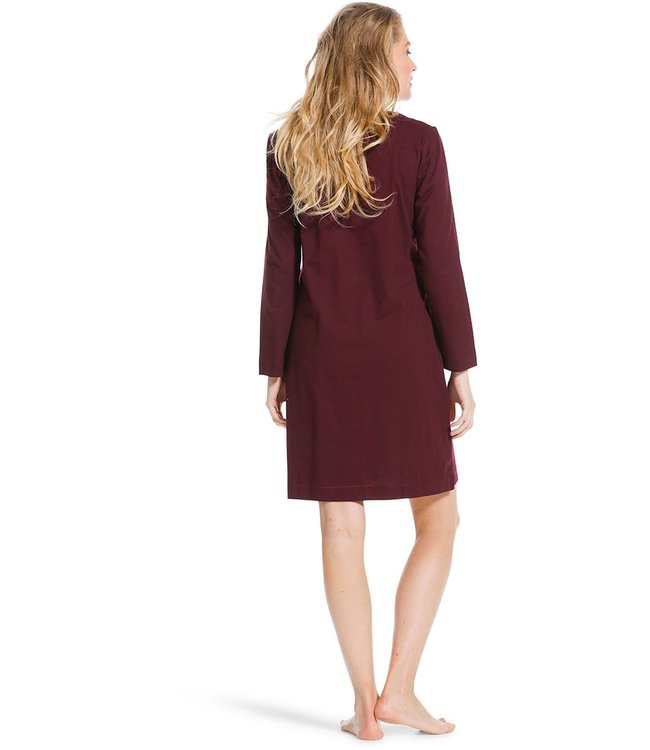 ladies dark red cotton nightdress 'beautiful flowers'