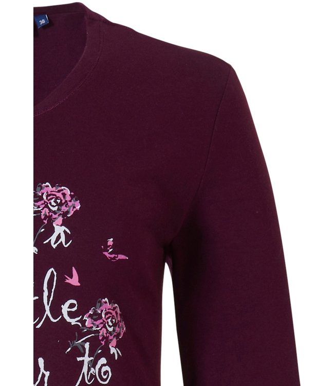 ladies dark red cotton nightdress 'beautiful flowers'