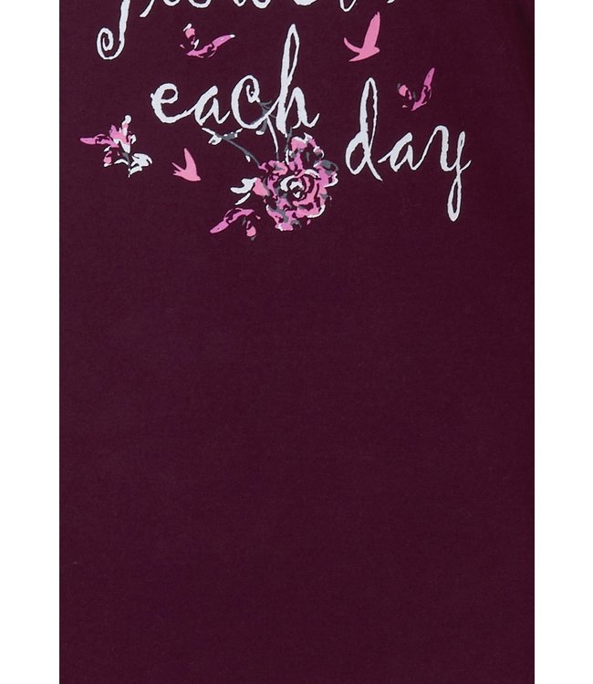 ladies dark red cotton nightdress 'beautiful flowers'