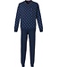 Robson dark blue long sleeve cotton pyjama with cuffs 'wavy circles'