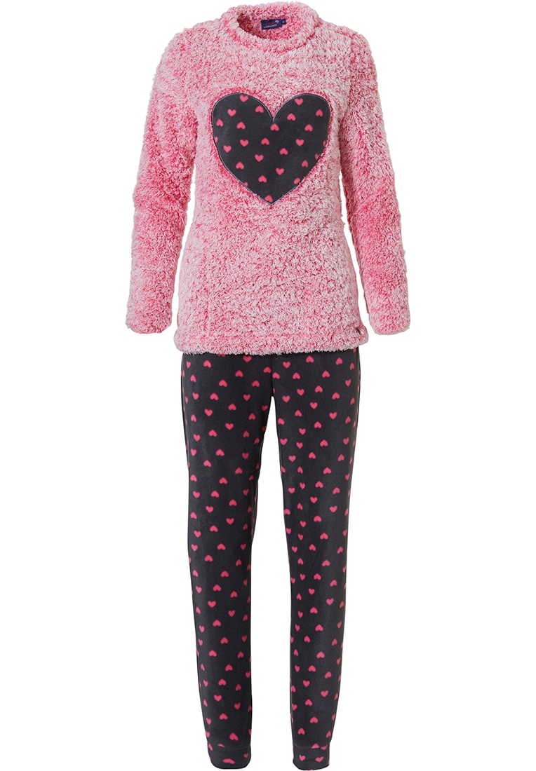 Leger onderpand Kapper Rebelle roze, fleece lounge-huispak voor dames 'fabulously fluffy loveheart  ♥' - Pyjama-direct