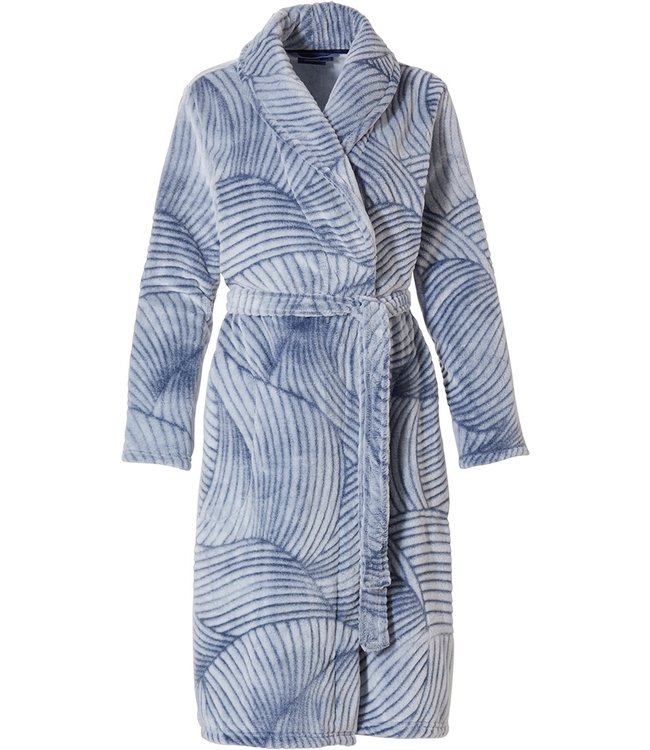 Pastunette blue wrap-over fleece dressingown 'mega abstract orchid flower'