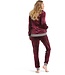 velvet home lounge suit with zip 'rich bordeaux beauty'