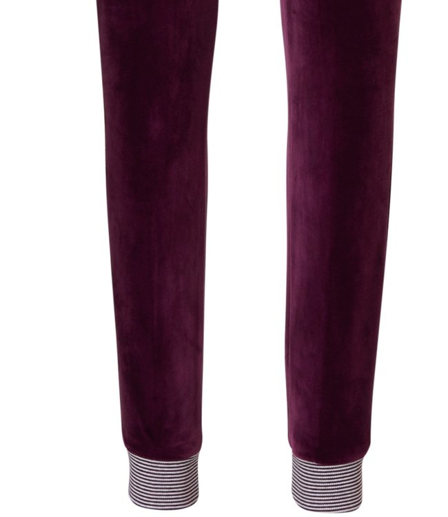 velvet home lounge suit with zip 'rich bordeaux beauty'
