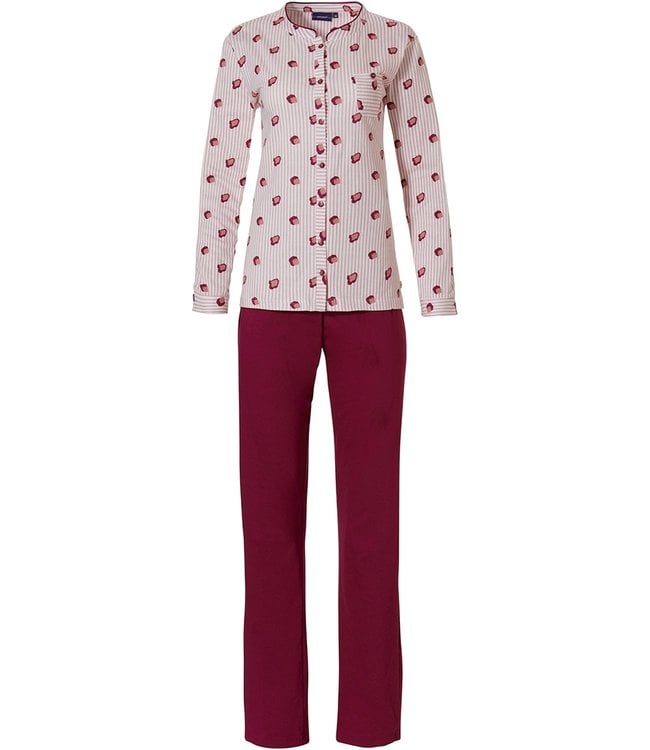 Pastunette katoenen doorknoop dames pyjama set 'strepen & print'