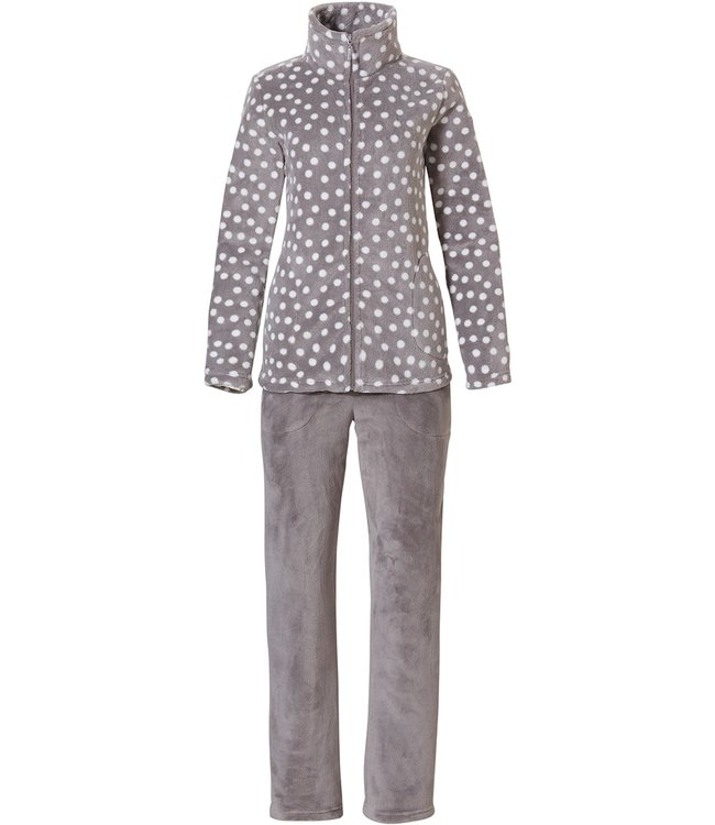 Pastunette warm fleece home-loungesuit with zip 'deeply dotty'