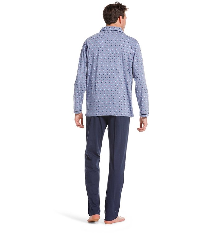 light blue full button cotton pyjama 'chain link'