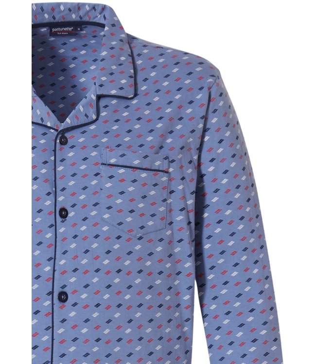 light blue full button cotton pyjama 'chain link'