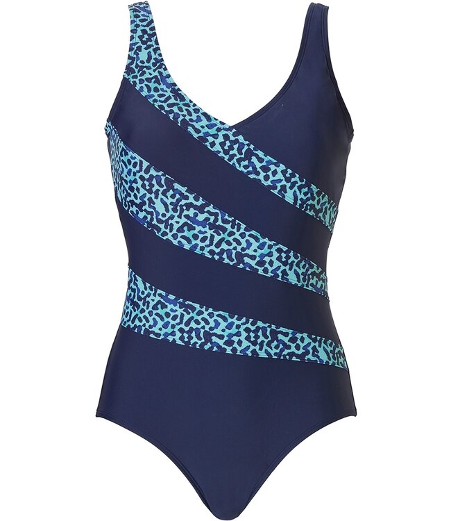 Pastunette Beach sea blue 'v' neck swimsuit 'pretty animal lines'