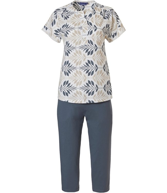 short sleeve cotton-modal pyjama set 'pretty palm leaf'