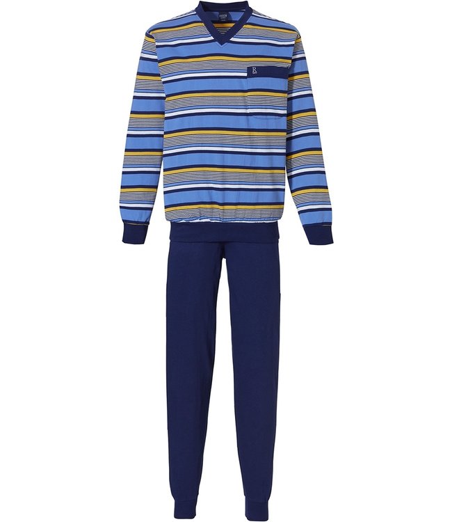 Robson cotton 'v' neck mens pyjama set 'mixed stripes'