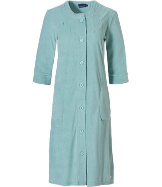 Pastunette soft aqua full button 3/4 sleeve summer terry robe