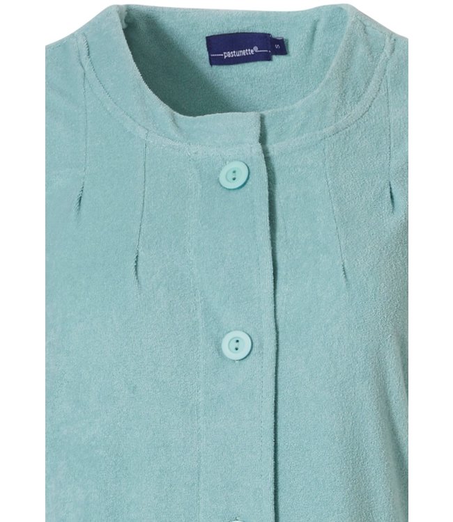 soft aqua full button 3/4 sleeve summer terry robe