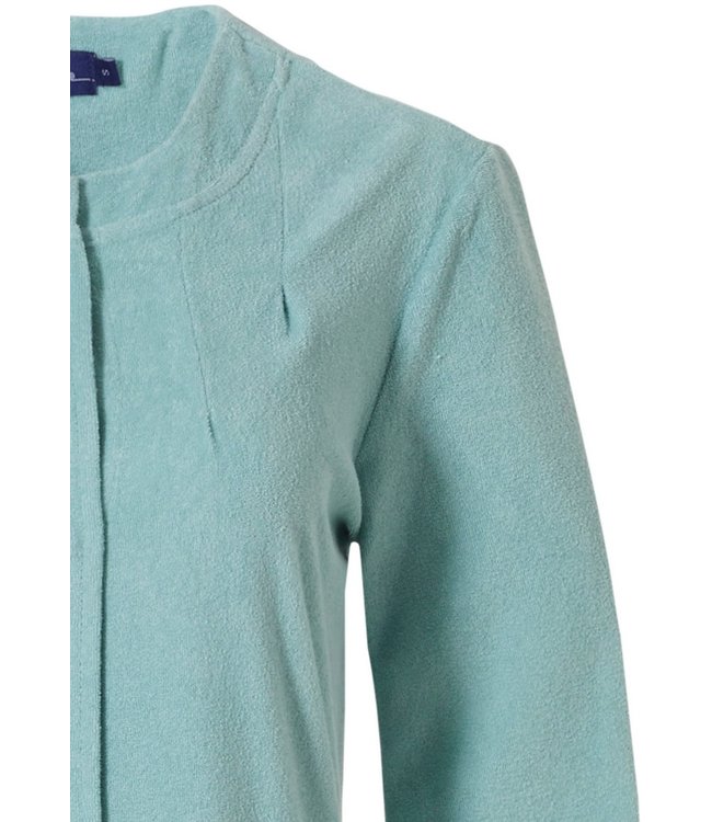 soft aqua full button 3/4 sleeve summer terry robe