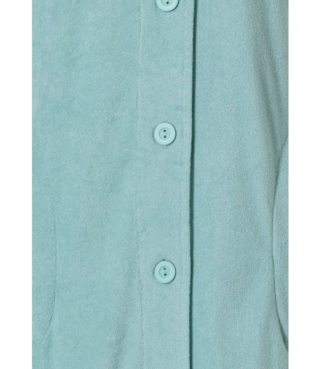 soft aqua full button 3/4 sleeve summer terry robe
