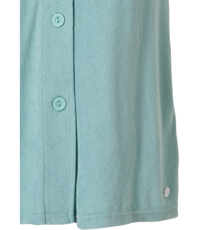 soft aqua full button 3/4 sleeve summer terry robe