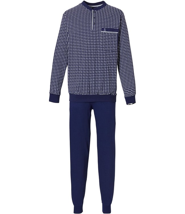 Robson dark blue 100% cotton mens pyjama set 'coloured squares'