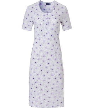 Pastunette cotton-modal short sleeve nightdress with buttons 'dots & flowers'