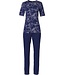 Pastunette Deluxe ladies short sleeve dark blue summer pyjama 'floral line art'