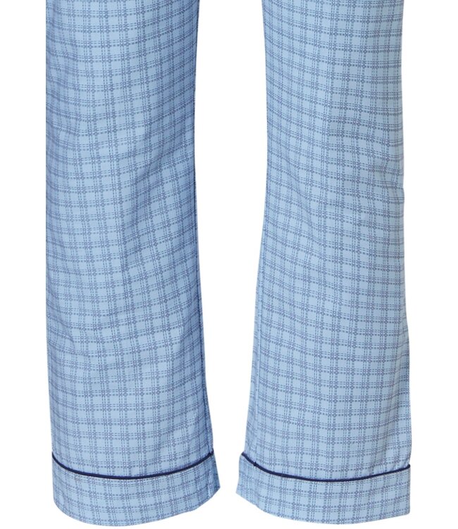light blue full button 100% cotton woven mens pyjama 'checkered squares'
