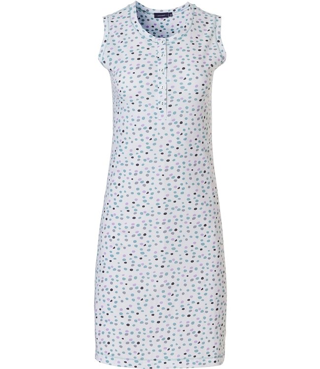 Pastunette ladies sleeveless cotton nightdress with buttons 'softly dotty'