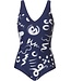 donkerblauw badpak met v-hals 'twizz & swirl'