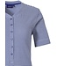 ladies short sleeve cotton pyjama set with buttons 'dark blue fine stripes'