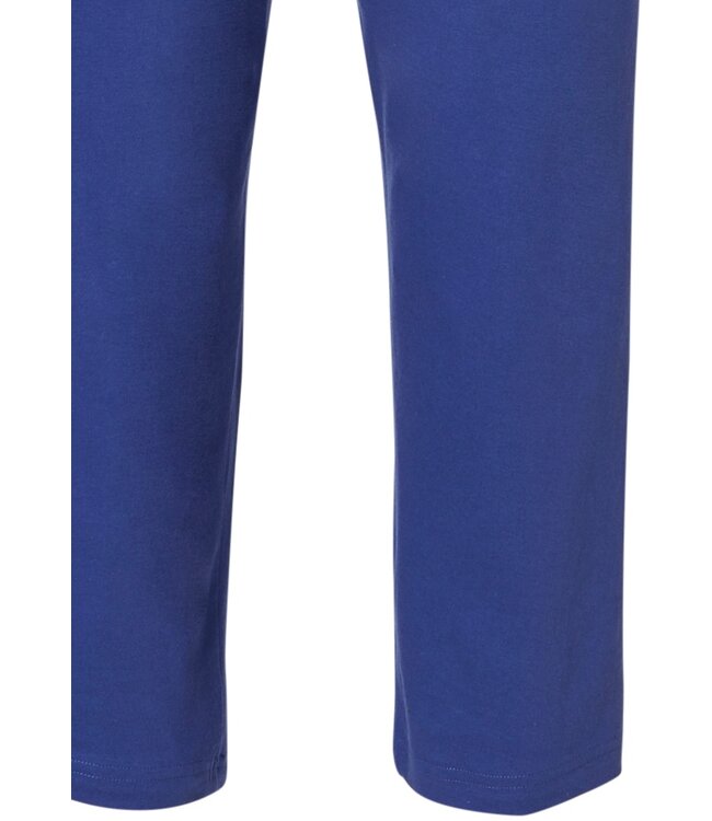 katoenen damespyjama met korte mouwen en knoopjes 'dark blue fine stripes'