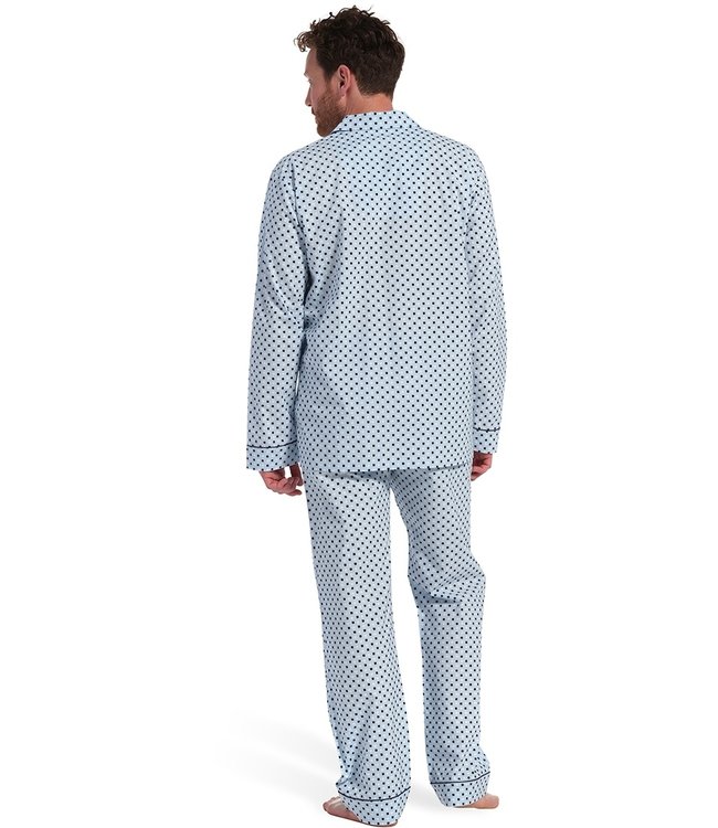 light blue full button 100% cotton woven mens pyjama 'coloured squares'
