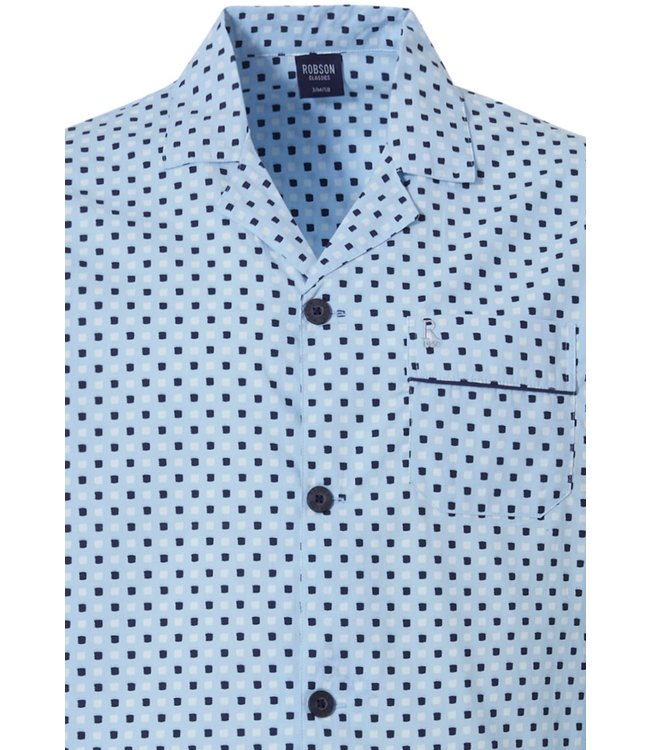 light blue full button 100% cotton woven mens pyjama 'coloured squares'