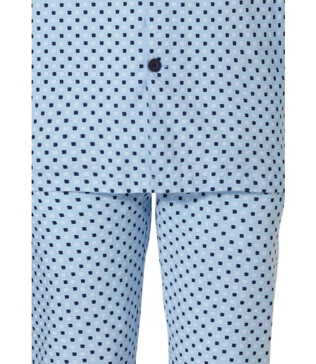 light blue full button 100% cotton woven mens pyjama 'coloured squares'