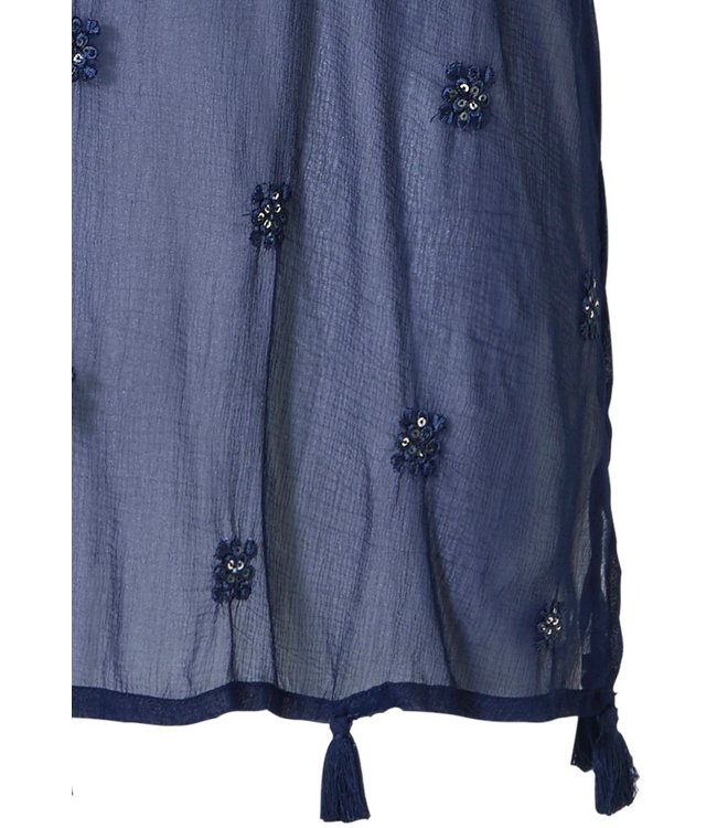 lightweight dark blue cover up tunic dress 'pretty tassle lover'