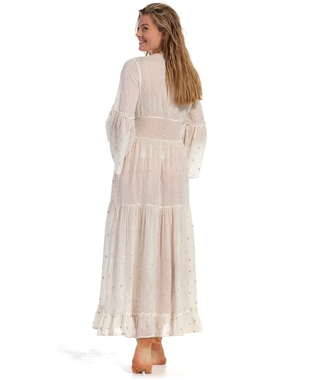 lange, katoenen, doorknoop strandjurk 'cute soft frills'