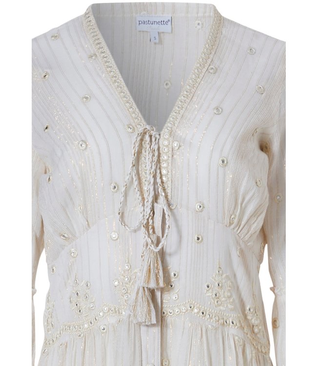 lange, katoenen, doorknoop strandjurk 'cute soft frills'