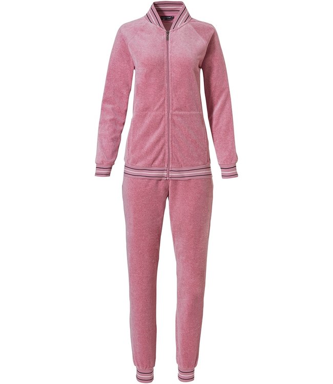 Pastunette Deluxe velvet lounge homesuit with zip 'pretty in pink comfort'
