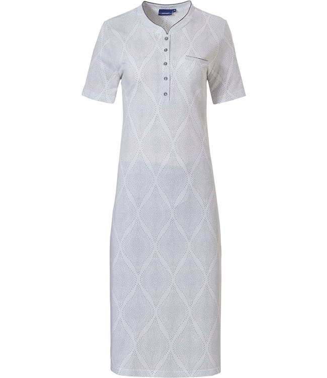 Pastunette cotton-modal short sleeve nightdress with buttons 'softly dotted diagonals'