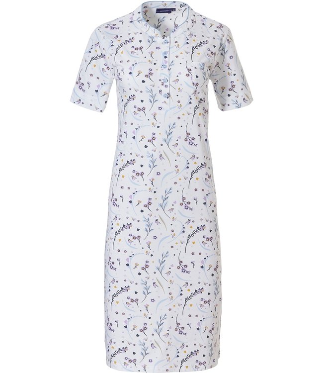 Pastunette short sleeve cotton nightdress with buttons 'little love birds'