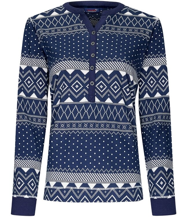 dark blue long sleeve cotton pyjama with buttons 'nordic beauty'