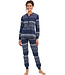dark blue long sleeve cotton pyjama with buttons 'nordic beauty'