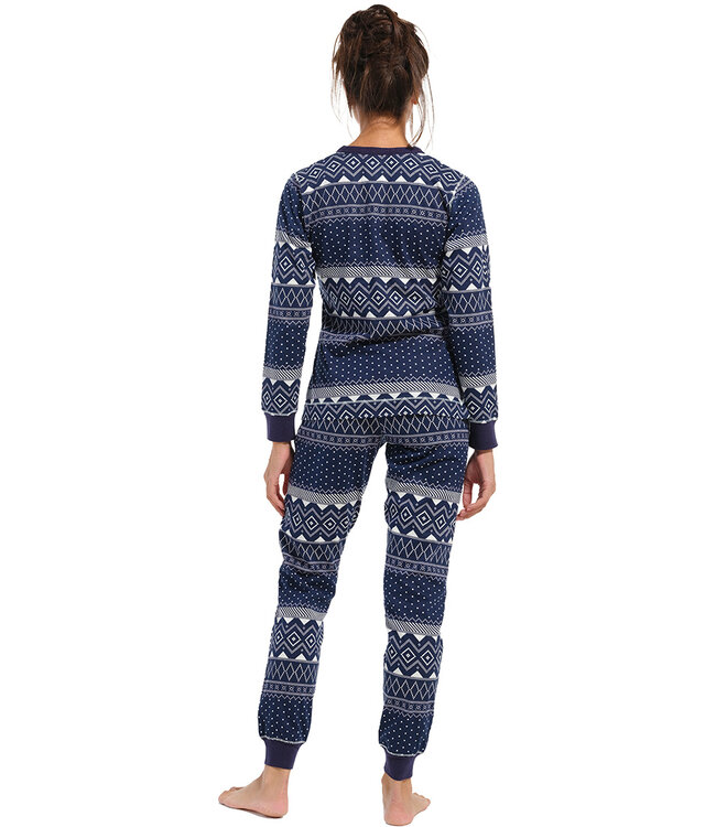 dark blue long sleeve cotton pyjama with buttons 'nordic beauty'