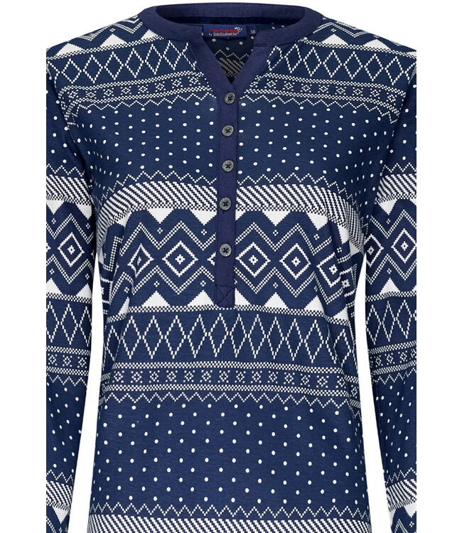 dark blue long sleeve cotton pyjama with buttons 'nordic beauty'